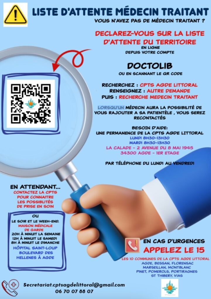 Vous habitez le territoire de la Maison de Santé et vous recherchez un médecin traitant